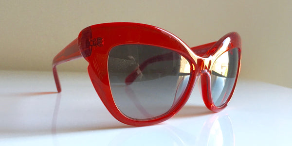 KATE SPADE red cat eye sunglasses w/ transparent frames