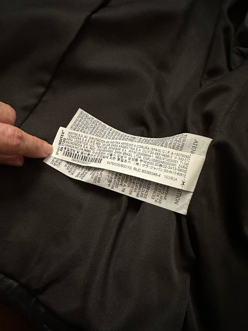 ZARA TRAFALUC Women's black leather moto jacket, XS