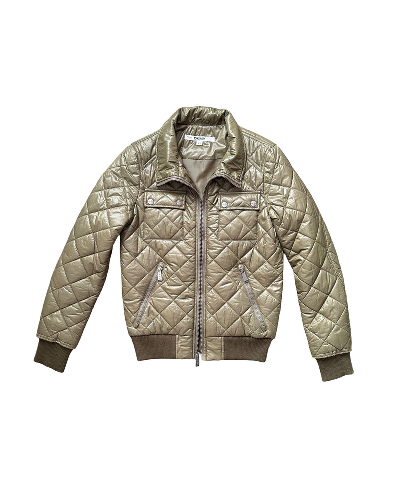 DKNY Women's olive green lightweight quilted jacket, XS