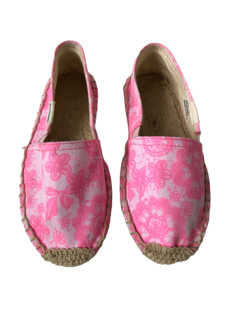 SOLUDOS Girls light pink floral slip on espadrilles, 13