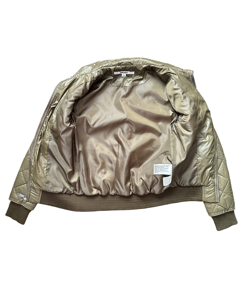 DKNY Women's olive green lightweight quilted jacket, XS