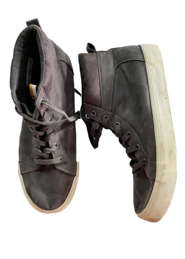 OLD NAVY Boys grey suede lace up high tops, 6