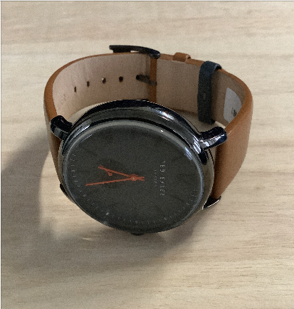 TED BAKER pewter watch brown leather strap