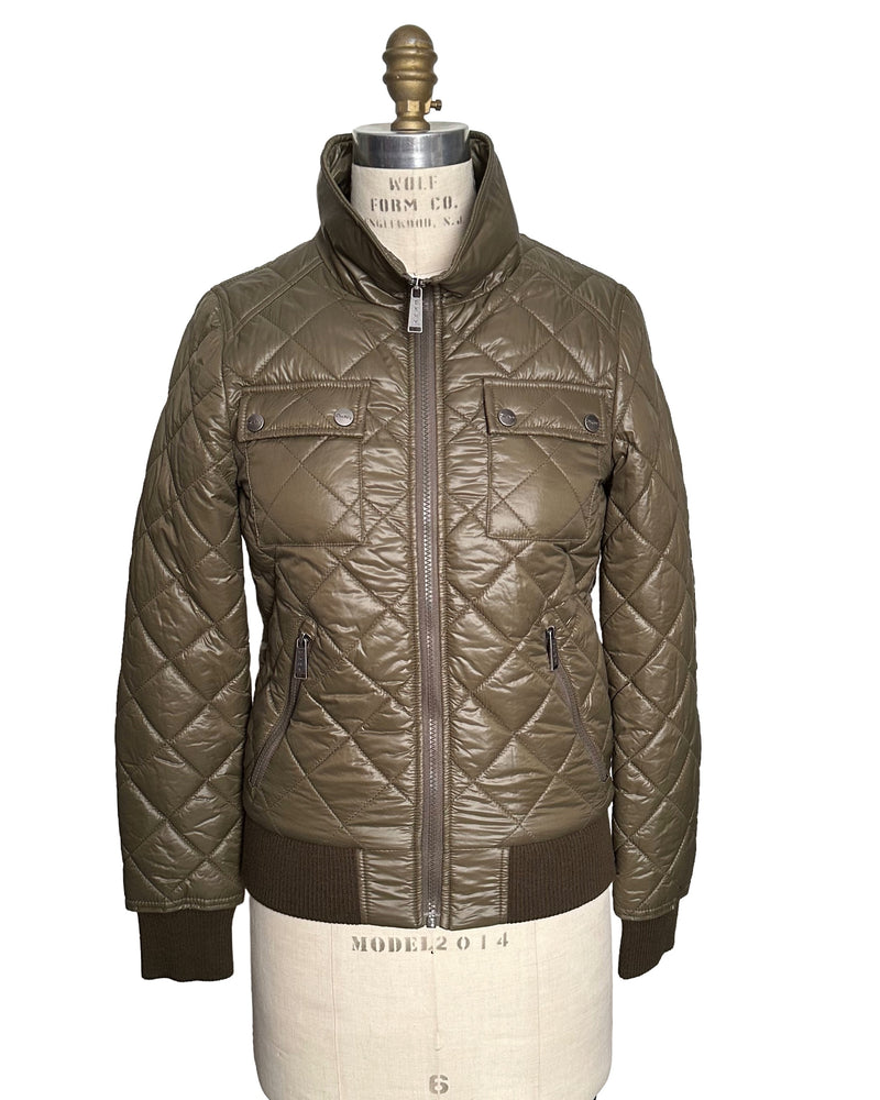 DKNY Women's olive green lightweight quilted jacket, XS