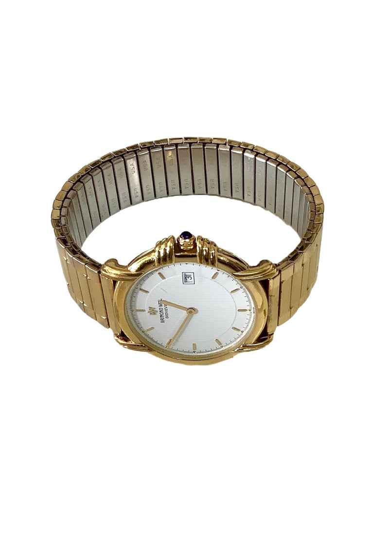 RAYMOND WEIL 18K gold plated watch w/ stretch band, 34MM