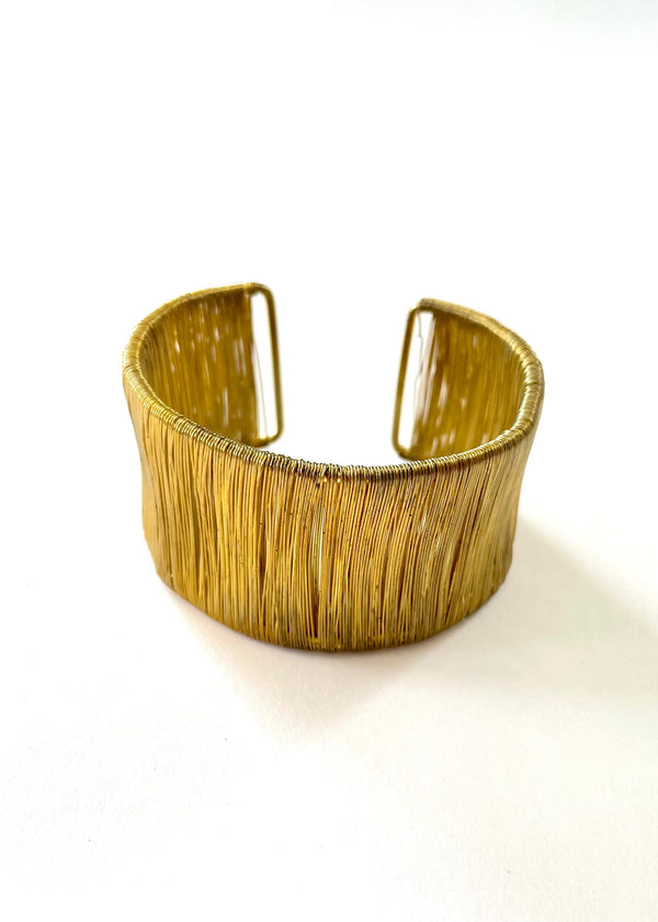 BRACELET gold wire wrapped cuff bracelet, 1.35" wide
