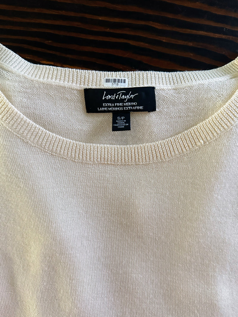LORD & TAYLOR Women's cream fine merino sweater, S