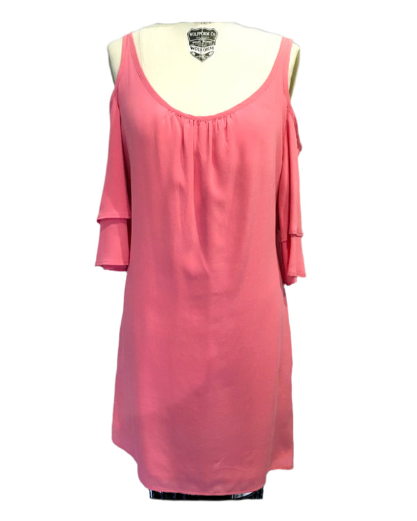 ECRU Women's pink cutout shoulder shift dress, XS