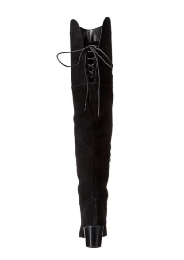 STEVE MADDEN Women's black suede over the knee block heel boots, 7