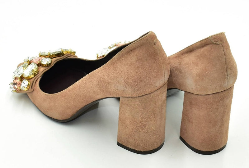 HELIA Women's mauve suede jewelled pumps, 9