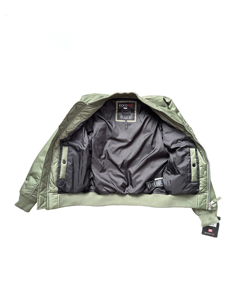 ECKO Women's olive green nylon padded bomber jacket, XS