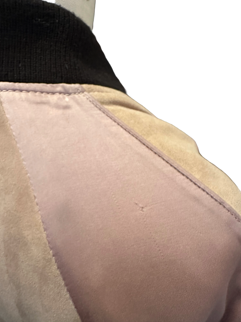 ALL SAINTS Women’s taupe suede & satin panels bomber jacket, S