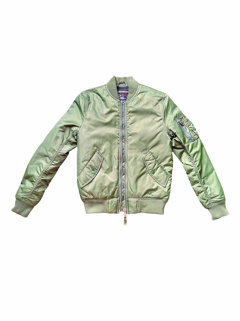 ECKO Women's olive green nylon padded bomber jacket, XS