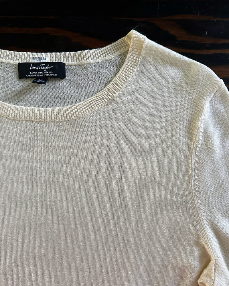 LORD & TAYLOR Women's cream fine merino sweater, S