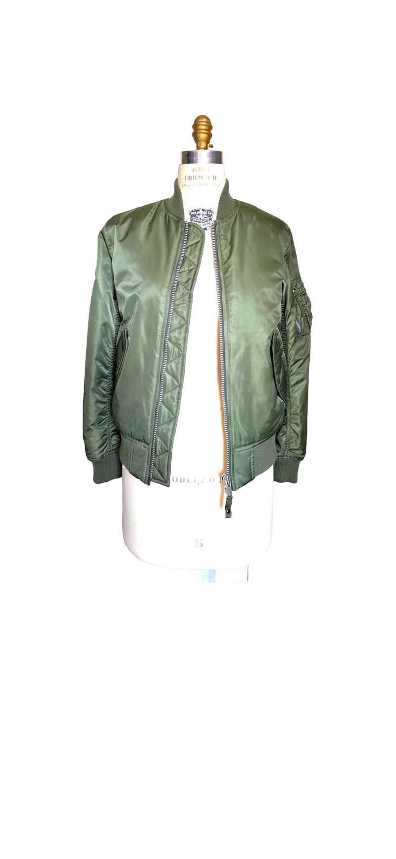 ECKO Women's olive green nylon padded bomber jacket, XS