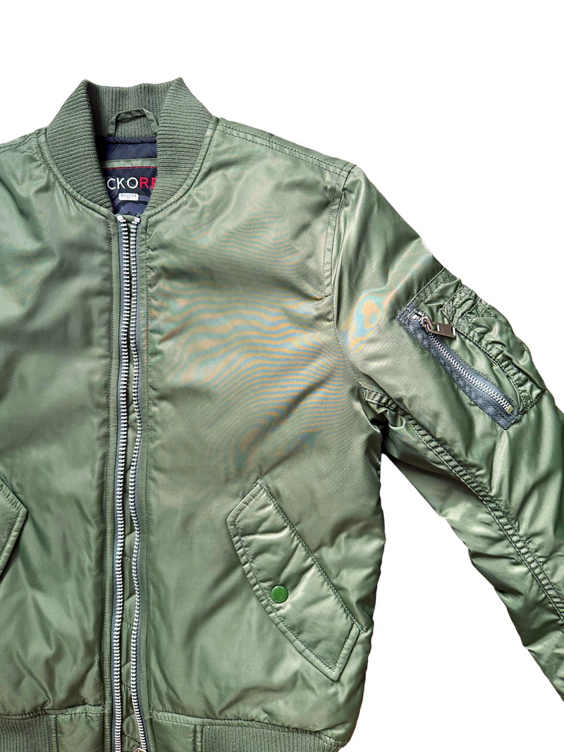 ECKO Women's olive green nylon padded bomber jacket, XS