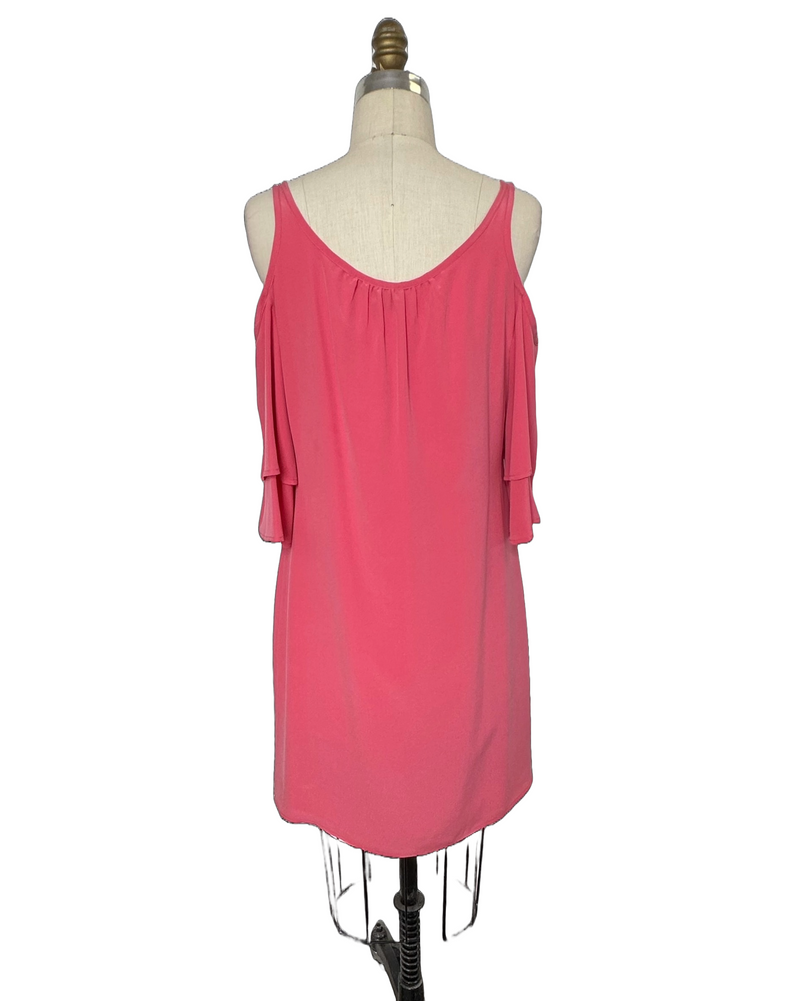 NEW ECRU Women's pink cutout shoulder shift dress, XS