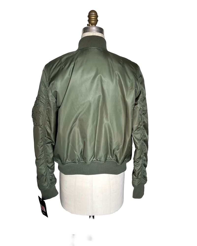 ECKO Women's olive green nylon padded bomber jacket, XS