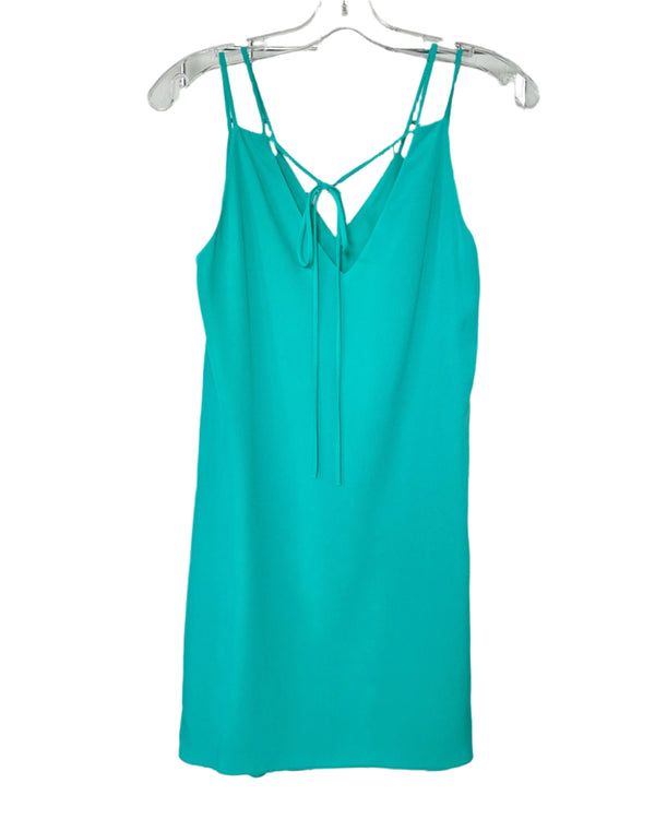 CECE Women's bright seafoam v-neck shift dress w/ double spaghetti straps, 0