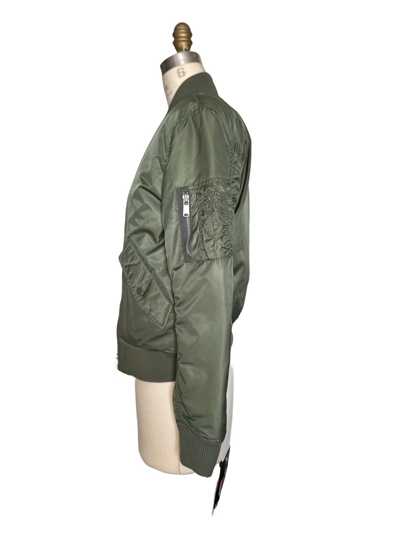 ECKO Women's olive green nylon padded bomber jacket, XS