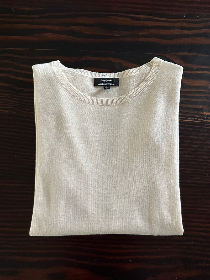 LORD & TAYLOR Women's cream fine merino sweater, S