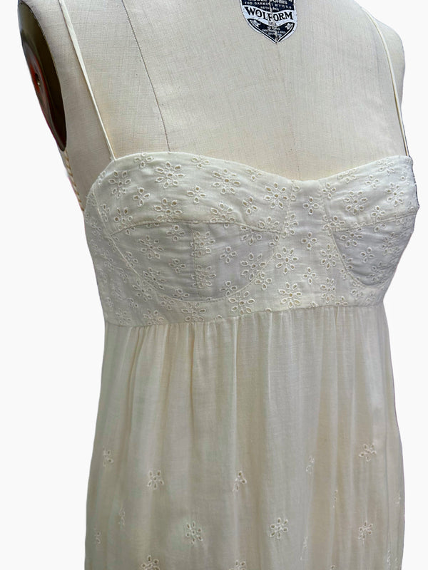 MICHAEL KORS COLLECTION Womens Cream Eyelet Tiered Midi Dress, 6