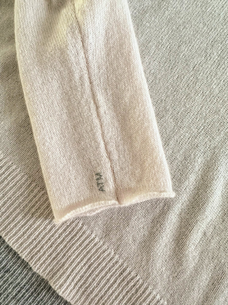 ATM pink/cream/grey colour block cashmere sweater, M