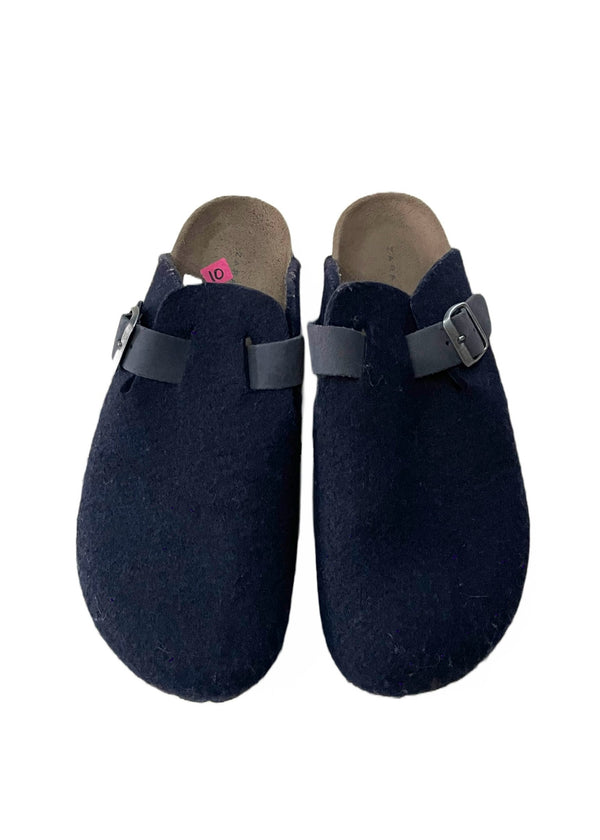 ZARA HOME Men’s shoes navy felt mule clog slippers, 10-11