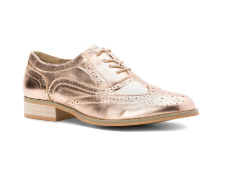 WANTED Women's gold brouge "Babe" lace-up oxford shoe, 7