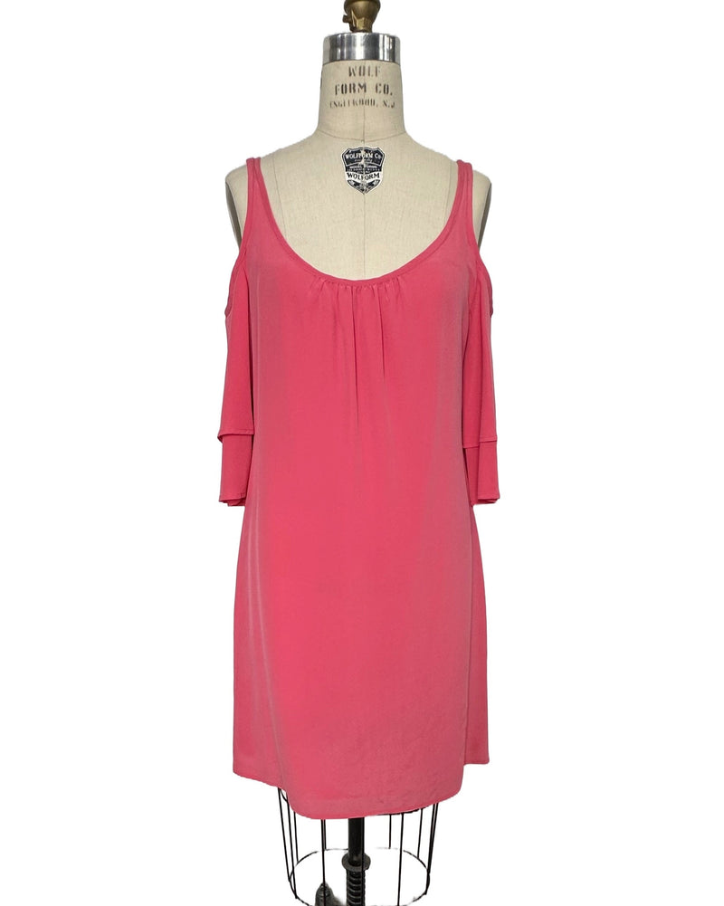 NEW ECRU Women's pink cutout shoulder shift dress, XS