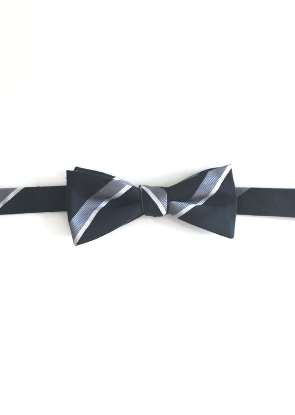 PENGUIN Black/grey/white striped pre-tied bow tie