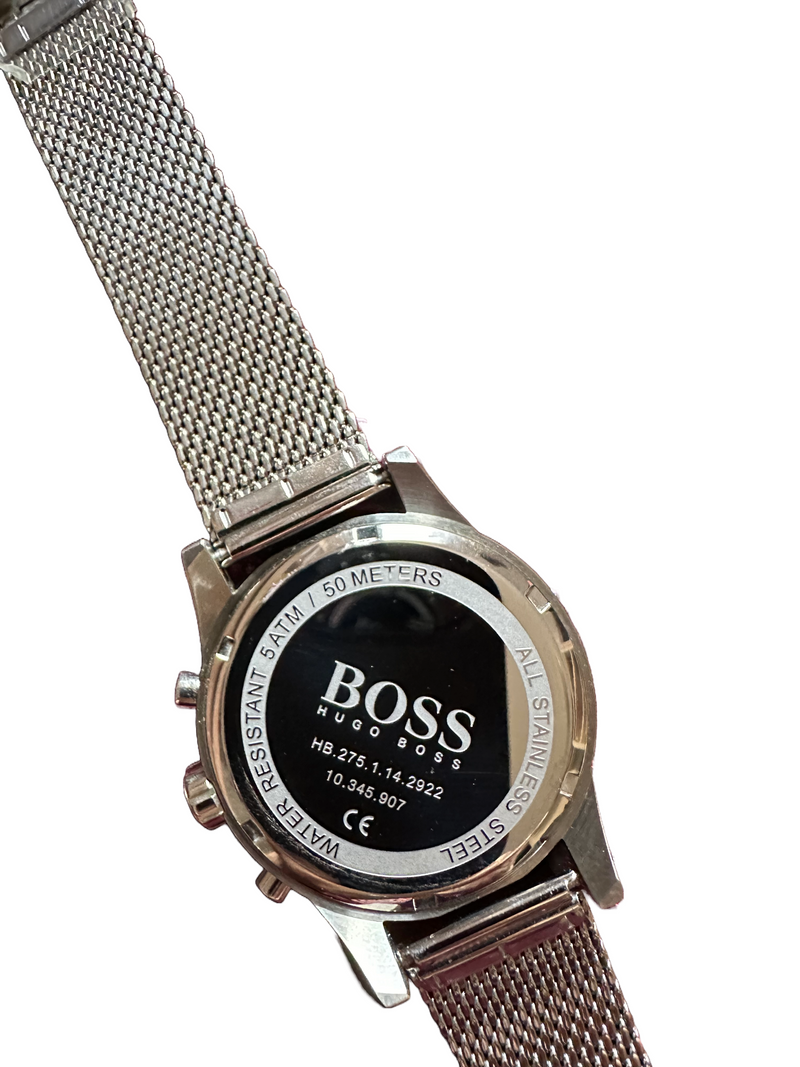 HUGO BOSS Mens silver-tone “Jet Chronograph” gunmetal face watch, 42mm