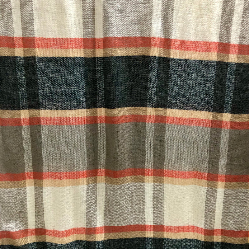 GEORGE sand/cream/orange/taupe acrylic plaid scarf 30" wide approx 78" long