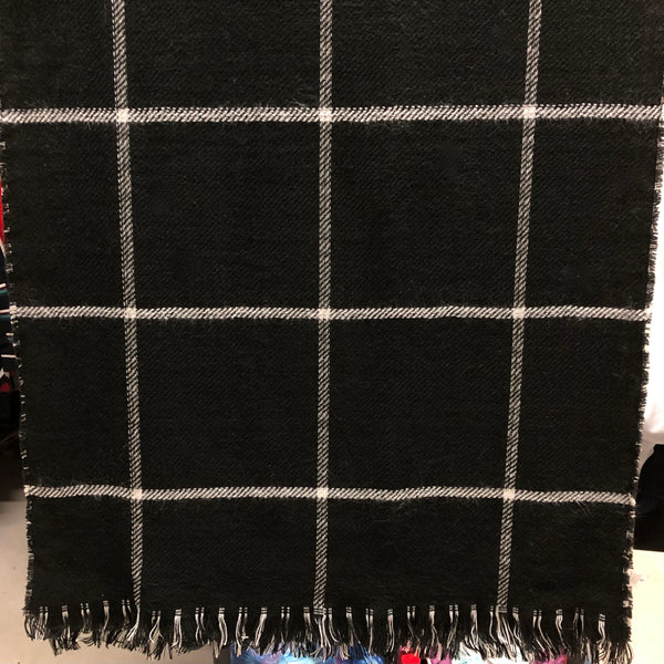 GEORGE black & white reversible acrylic check scarf, approx 27" x 80"