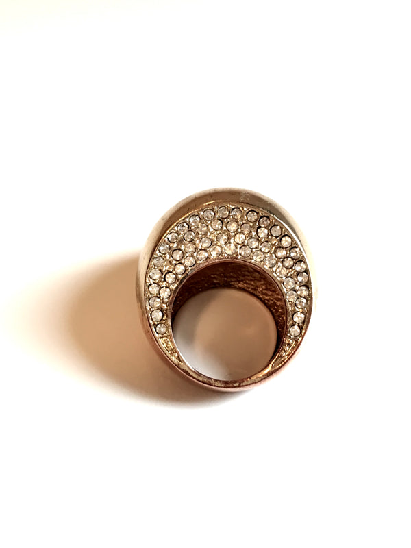 RING gold dome pave rhinestone cocktail ring