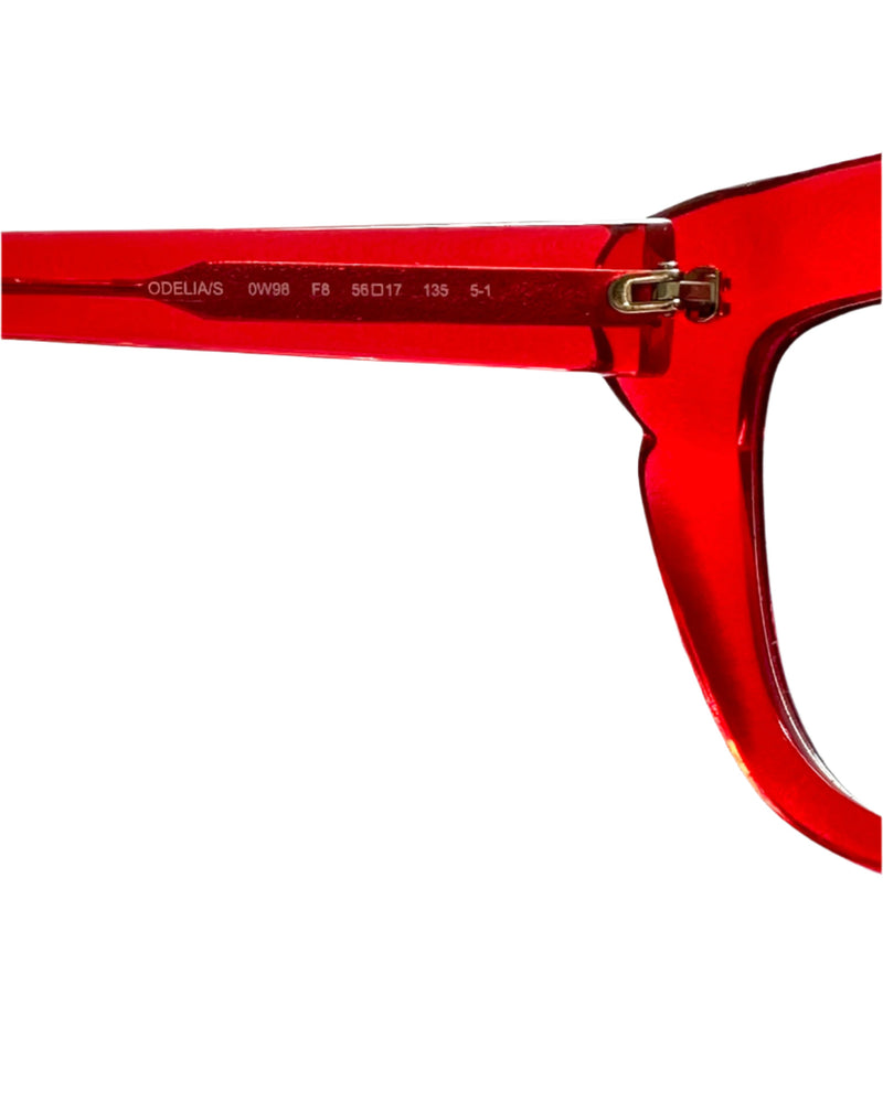 KATE SPADE red transparent "Cordelia" oversize cat-eye sunglasses