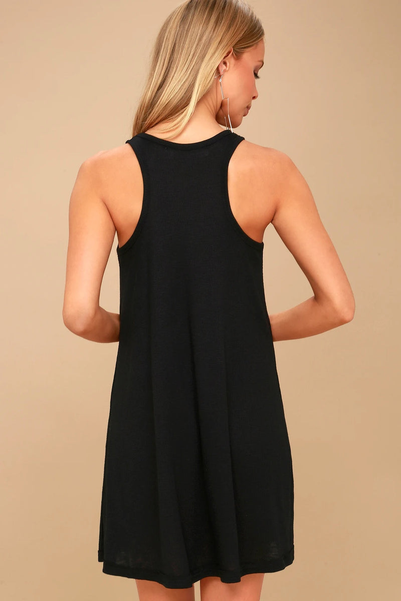 FREE PEOPLE LA Nite Black Sleeveless Mini Dress, M