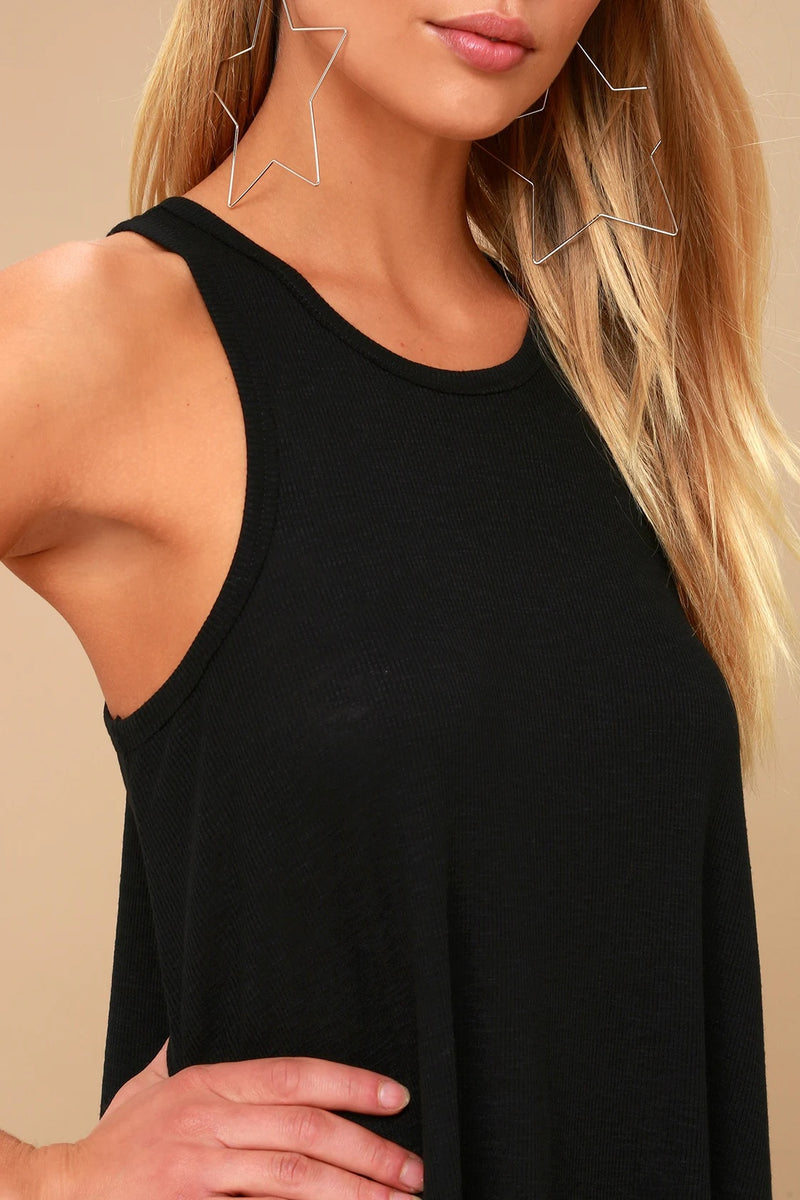 FREE PEOPLE LA Nite Black Sleeveless Mini Dress, M