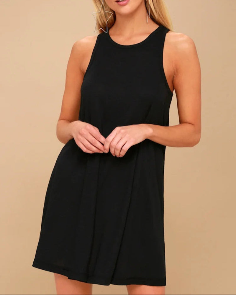 FREE PEOPLE LA Nite Black Sleeveless Mini Dress, M