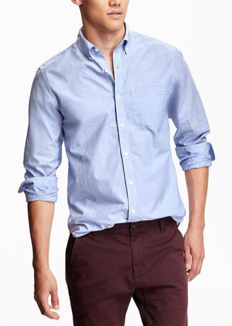 OLD NAVY Mens blue classic regular fit button-down 100% cotton shirt, S