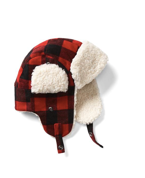 GAP red plaid wool trapper hat