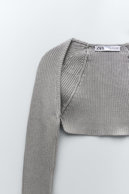 ZARA Women's grey rib knit shrug, L