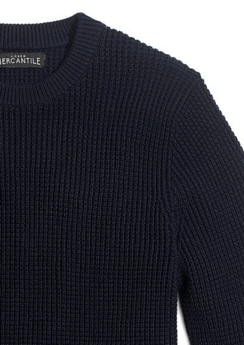 J CREW MERCANTILE Mens navy waffle texture cotton crewneck sweater, S