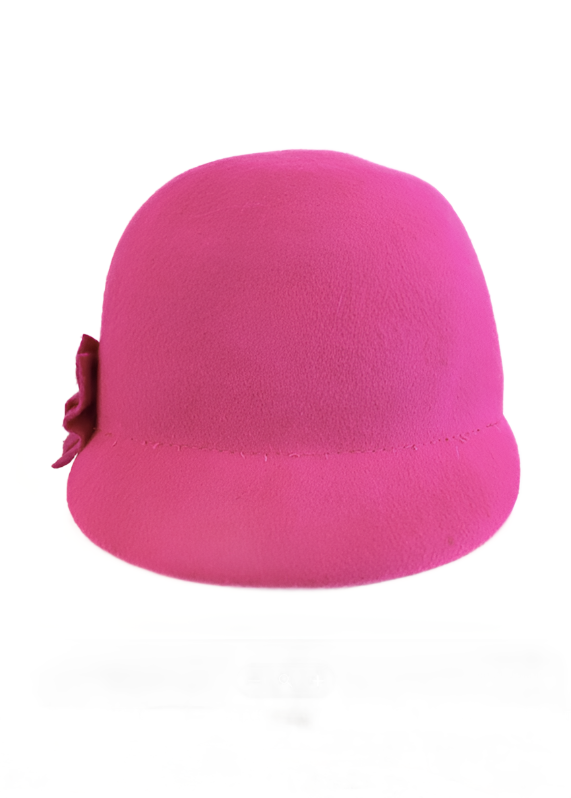 H&M Girl's magenta pink blocked felt cloche hat w/ side bow, 6/8