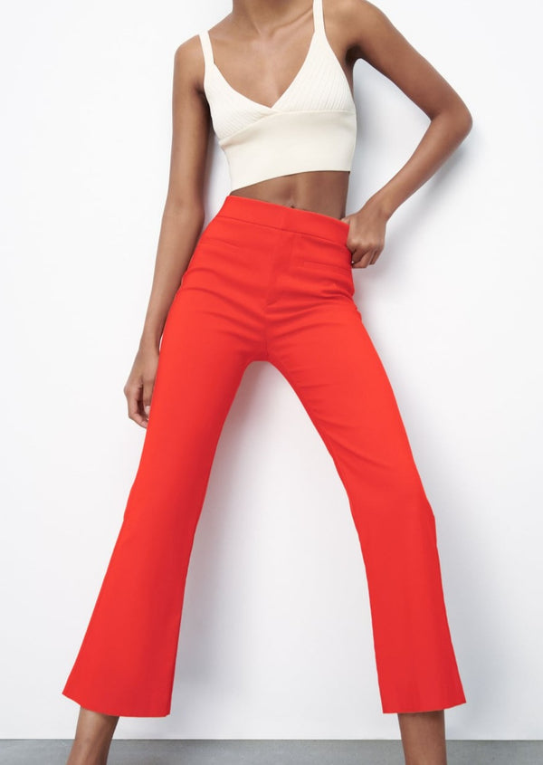 ZARA Women's orange cropped flare pants, M