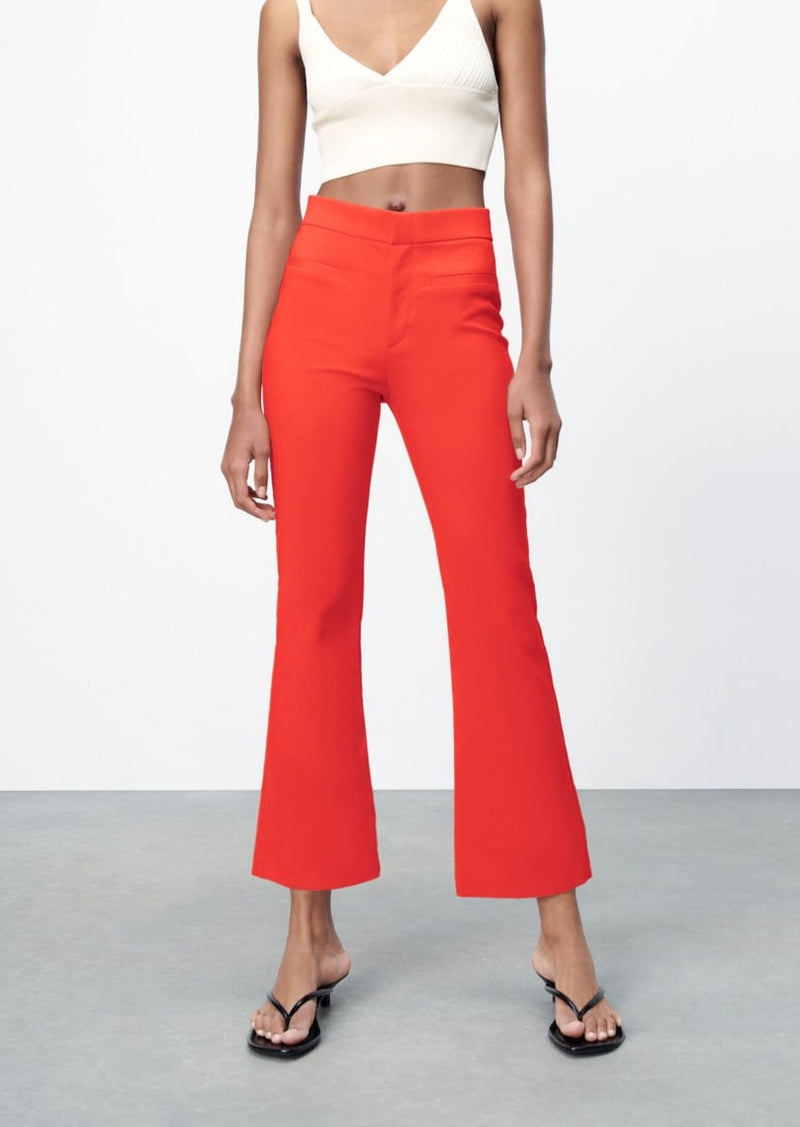 ZARA Women's orange cropped flare pants, M
