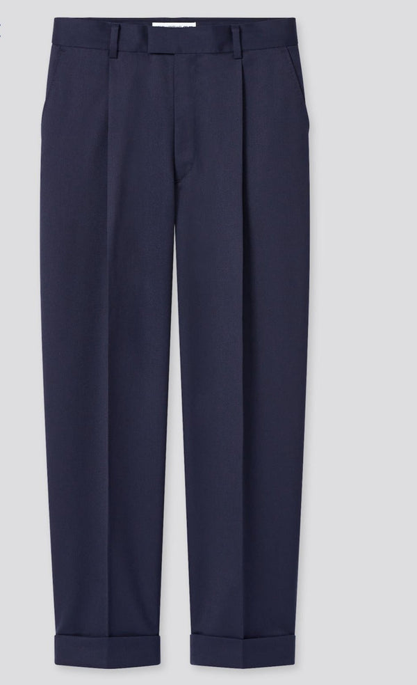 INES DE LA FRESSANGE for UNIQLO Women's navy wool blend tapered pants, 4 / 26"