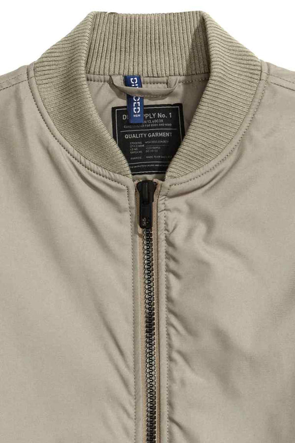 H&M Mens taupe lightly padded nylon bomber jacket, M