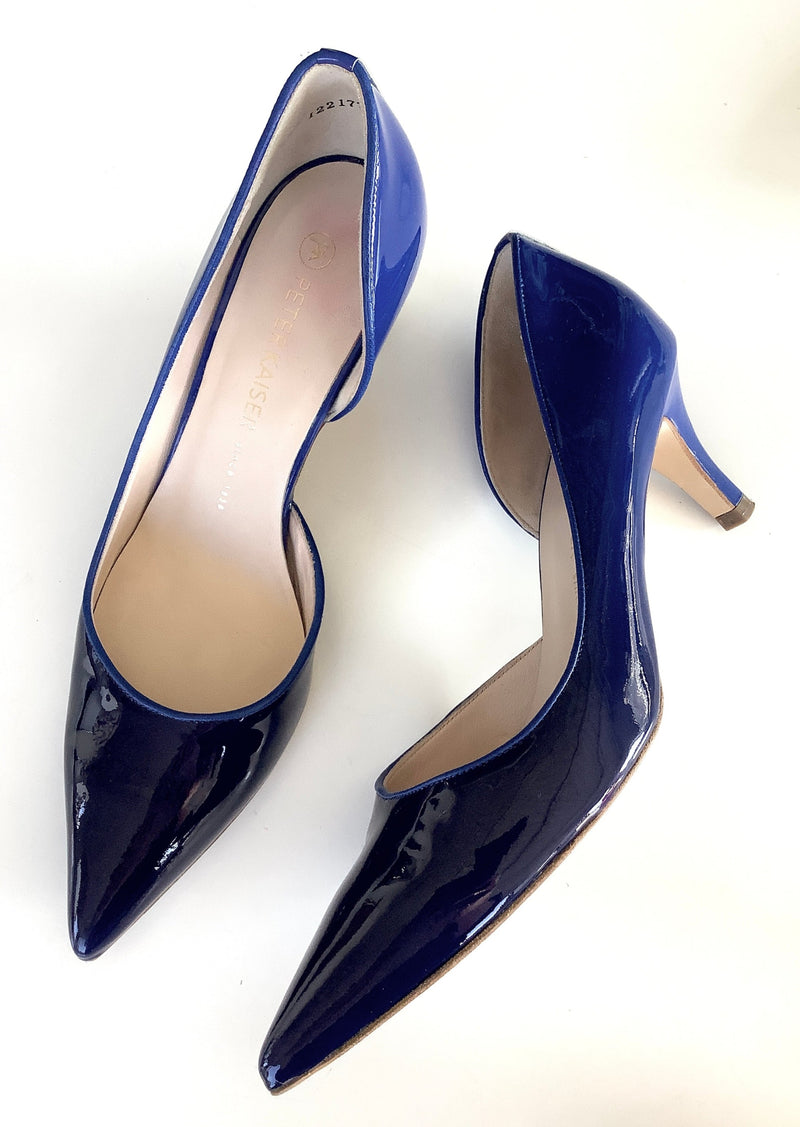 PETER KAISER women's navy/blue ombre patent 2.5" kitten heel d'orsey pump, 6