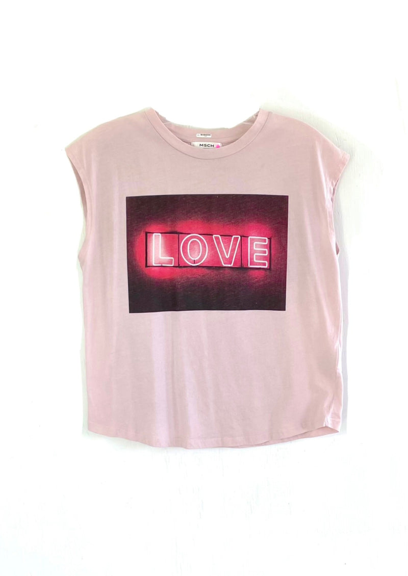 MSCH Women’s pink muscle tee w/ 'love' graphic